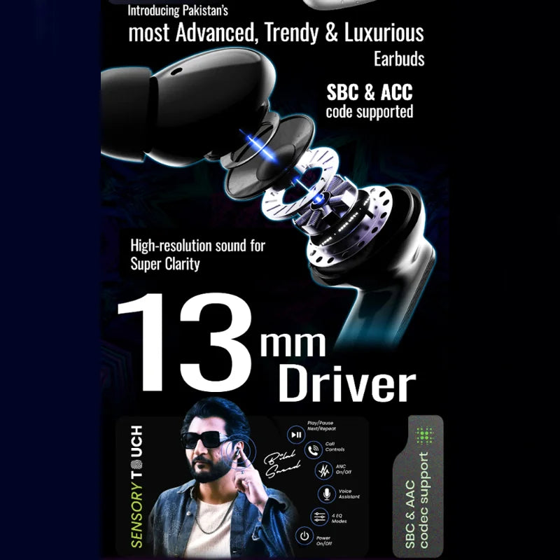 Audionic Trance Airbud 850 Wireless Earbuds | Hexa Mic ANC, 50H Playtime, 45ms Low Latency, BT 5.4 TWS