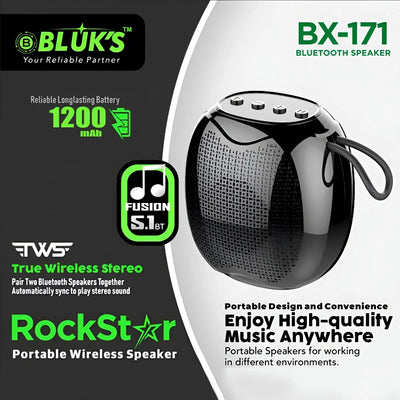 BLUK’S BX-171 Rockstar Portable Bluetooth Speaker – Powerful Bass & Waterproof Design Chaudhary Brand Store