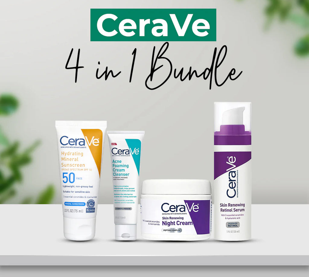 CeraVe 4-in-1 Skincare Kit | Cleanser, Serum, Sunblock & Night reCam | Dermatologist-Approved Routine