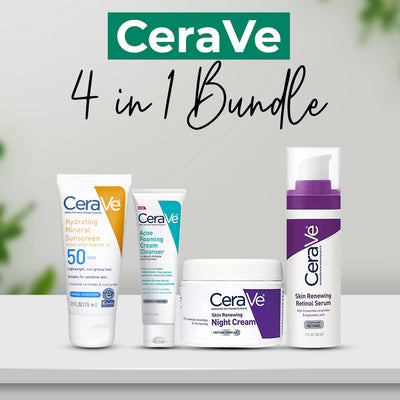 CeraVe 4-in-1 Skincare Kit | Cleanser, Serum, Sunblock & Night reCam | Dermatologist-Approved Routine