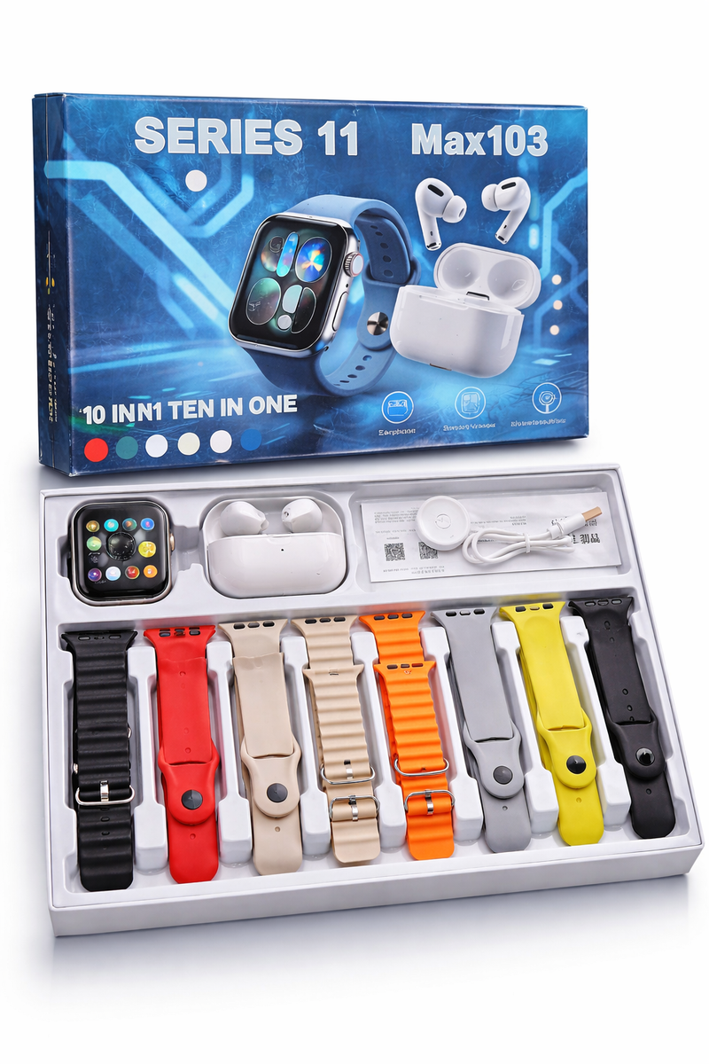 10-in-1 Smartwatch with Wireless Earbuds Combo