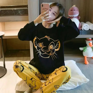 Cute Casual Cotton Lion Cub Pirnted Night Suit Set Loungewear For Ladies - Chaudhary Brand Store 