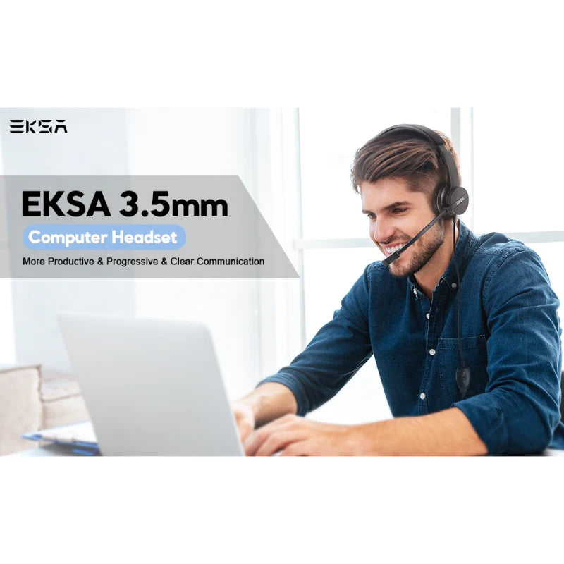EKSA H12 3.5mm Stereo Wired Headset With Microphone For Call Center And Gaming - Chaudhary Brand Store 