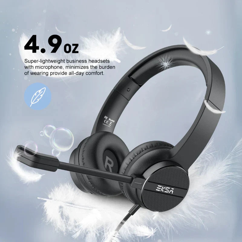 EKSA H12 3.5mm Stereo Wired Headset With Microphone For Call Center And Gaming - Chaudhary Brand Store 