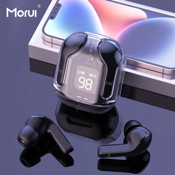 Morui MB-1 Crystal Case Wireless Earbuds with ENC Gaming Bluetooth 5.3