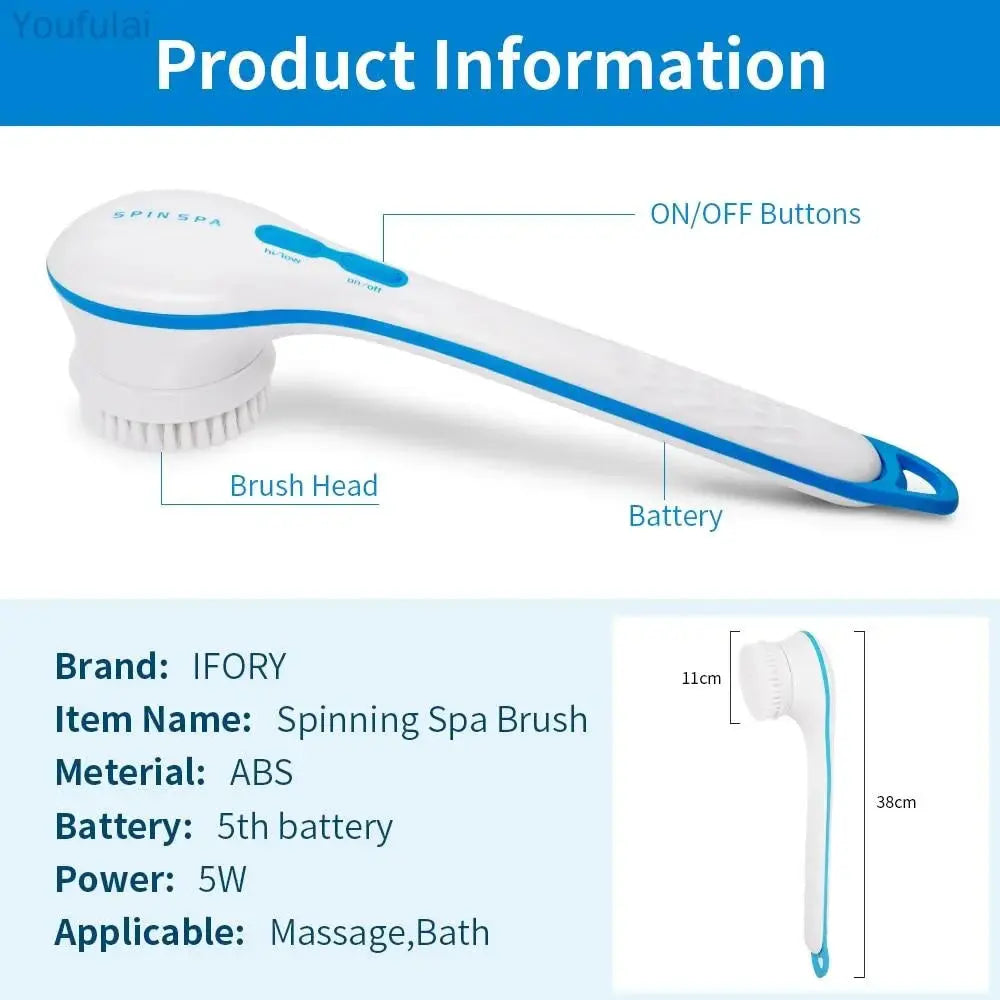 Electric Shower Brush 5 In 1 Spin Spa Multi-Functional Long Handle Bath - Chaudhary Brand Store 