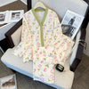 Elegant V-Neck Cardigan Night Suit – Stylish, Breathable, and Comfortable Loungewear for All Seasons - Chaudhary Brand Store 