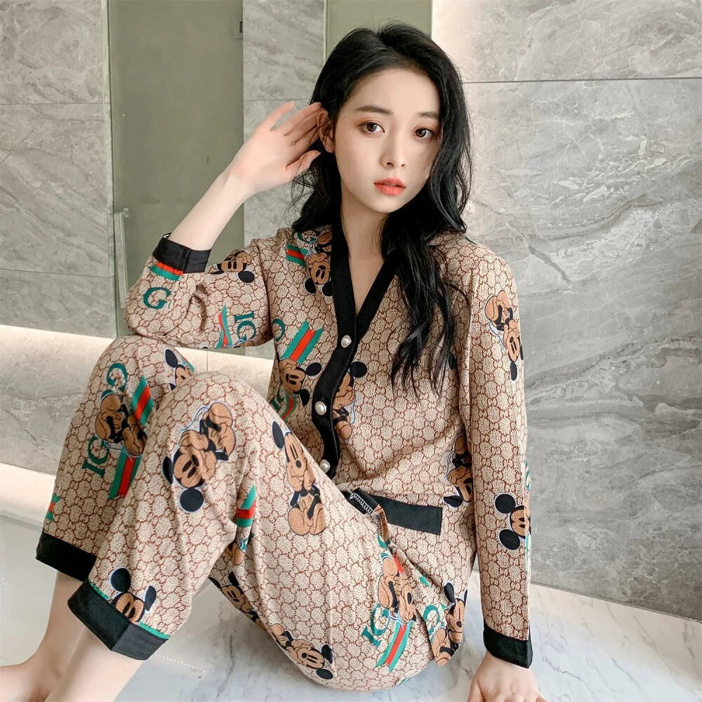 Elegant V-Neck Cardigan Night Suit – Stylish, Breathable, and Comfortable Loungewear for All Seasons - Chaudhary Brand Store 