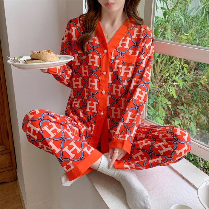 Elegant V-Neck Cardigan Night Suit – Stylish, Breathable, and Comfortable Loungewear for All Seasons - Chaudhary Brand Store 