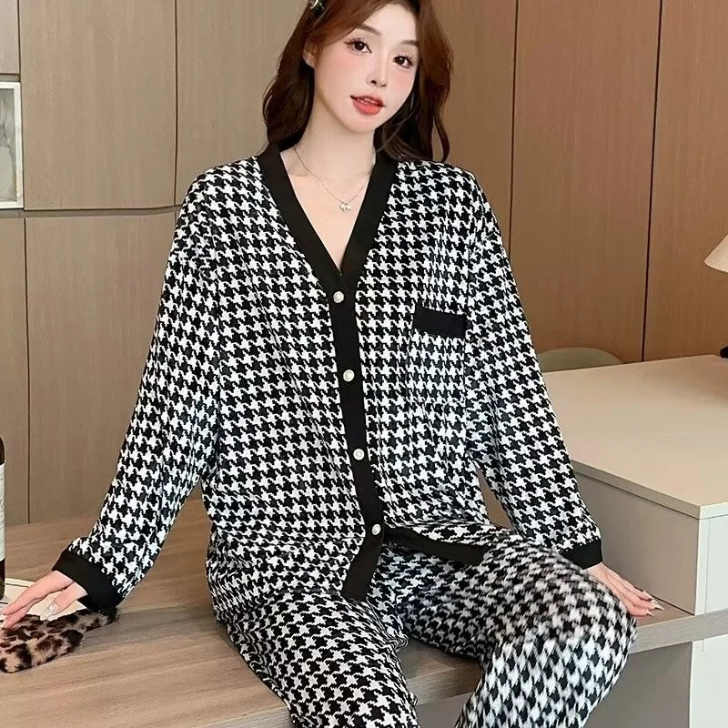 Elegant V-Neck Cardigan Night Suit – Stylish, Breathable, and Comfortable Loungewear for All Seasons - Chaudhary Brand Store 