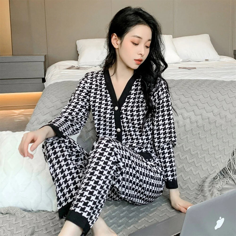 Elegant V-Neck Cardigan Night Suit – Stylish, Breathable, and Comfortable Loungewear for All Seasons - Chaudhary Brand Store 