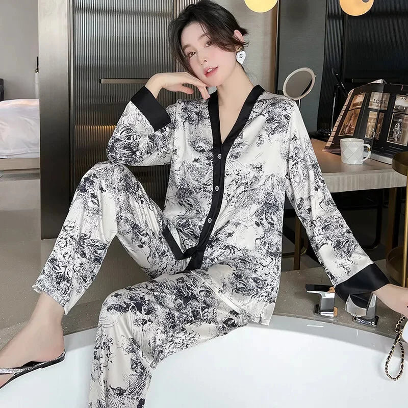 Elegant V-Neck Cardigan Night Suit – Stylish, Breathable, and Comfortable Loungewear for All Seasons - Chaudhary Brand Store 