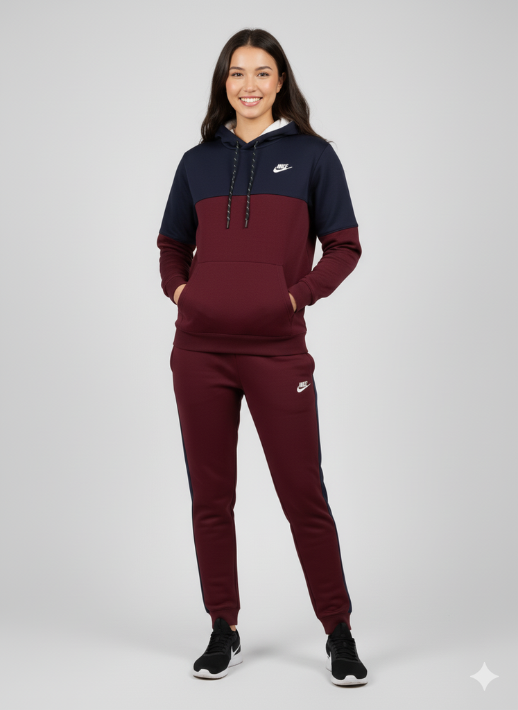 Winter Tracksuit with Hoodie & Trouser – Warm Fleece 2 Pcs Suit for Men & Women Maroon