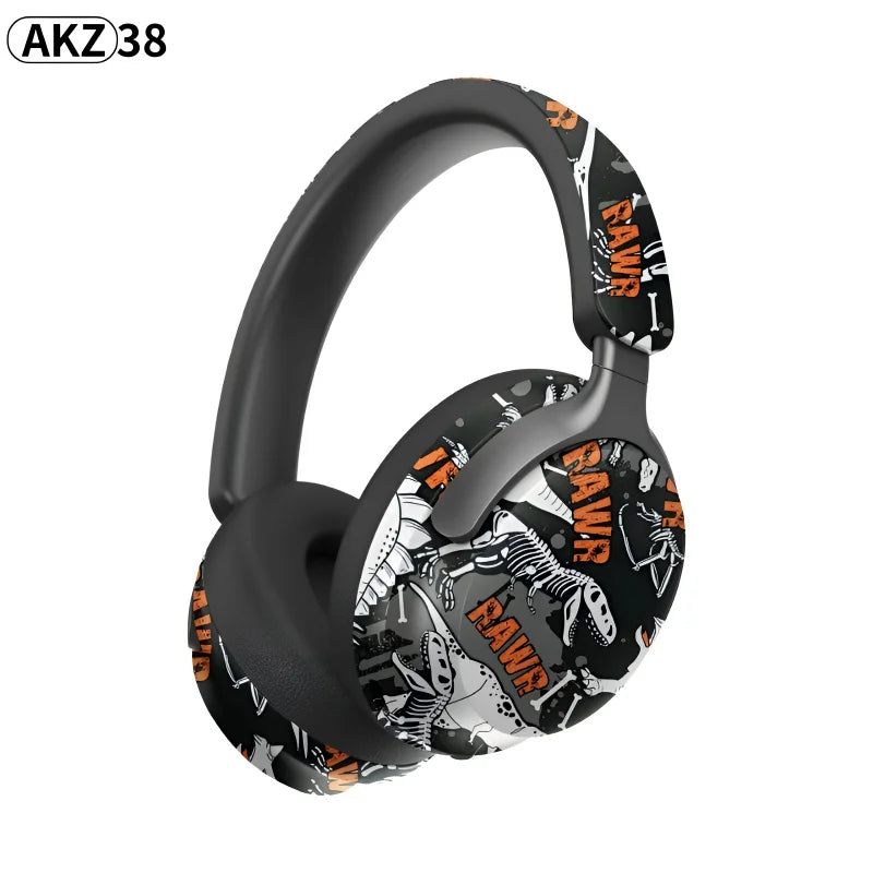 AKZ-38 Graffiti Style Wireless Headphones | Bluetooth, 6D Stereo Sound & Built-in Mic