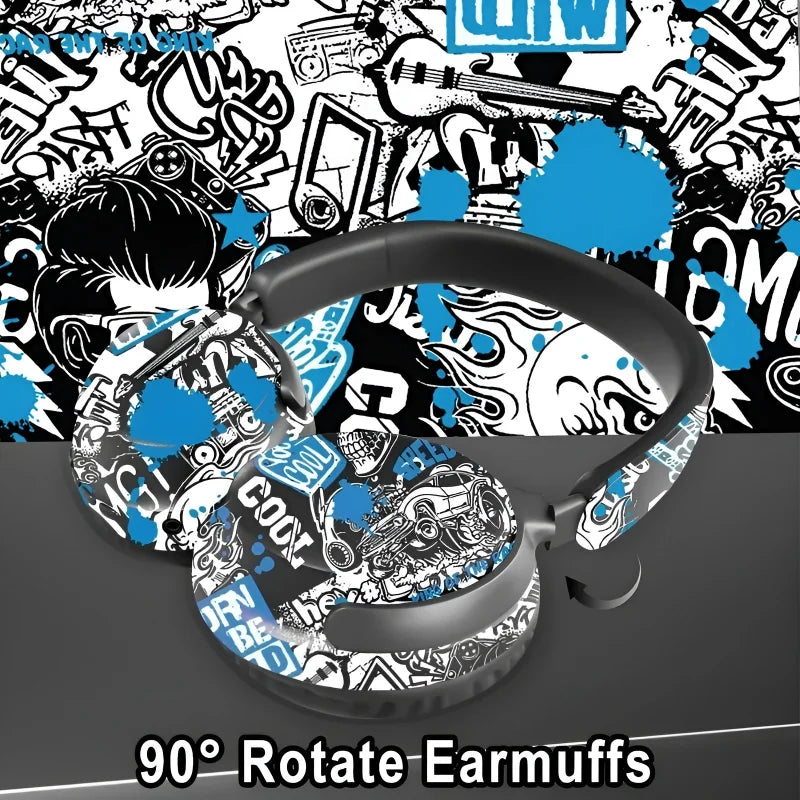 AKZ-38 Graffiti Style Wireless Headphones | Bluetooth, 6D Stereo Sound & Built-in Mic