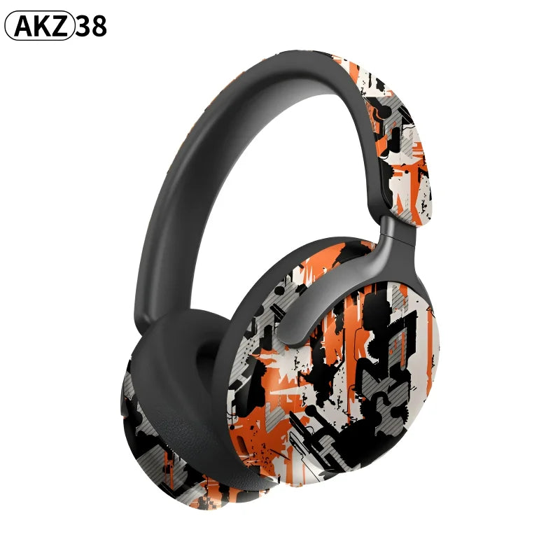 AKZ-38 Graffiti Style Wireless Headphones | Bluetooth, 6D Stereo Sound & Built-in Mic