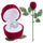 High Grade Flocking Wedding Party Red Rose With Leaf Ring Jewelry Box Ring Display Box - Chaudhary Brand Store 