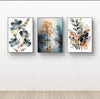 Nature-Inspired Wall Art Set of 3 – Wooden Frames with Botanical & Landscape Prints | 8x11 Inches
