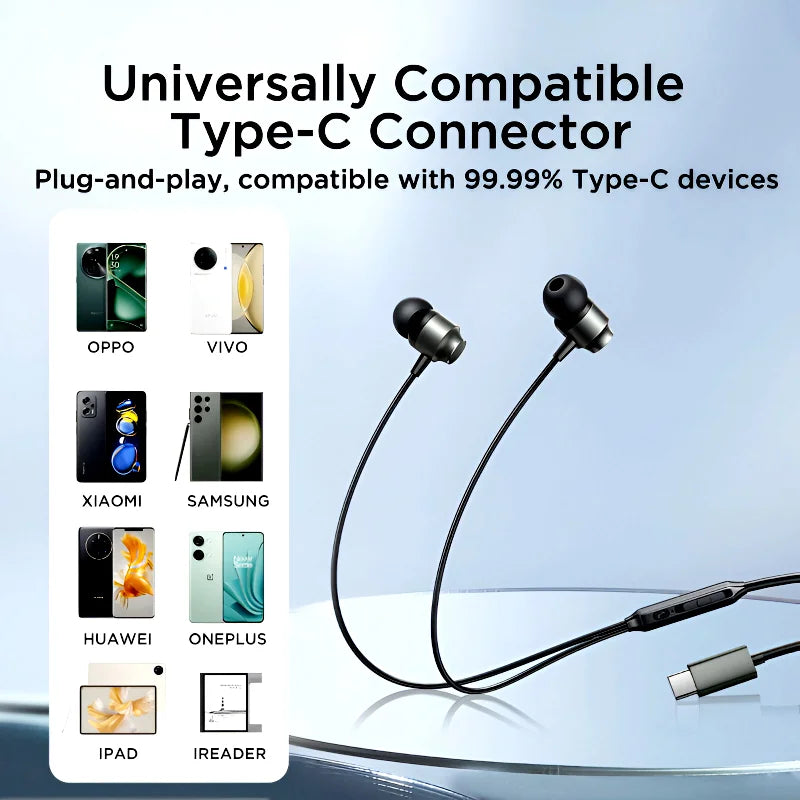 JOYROOM JR-EC06 Type-C Metal Wired In-Ear Earbuds | Ergonomic Design, Hi-Fi Sound