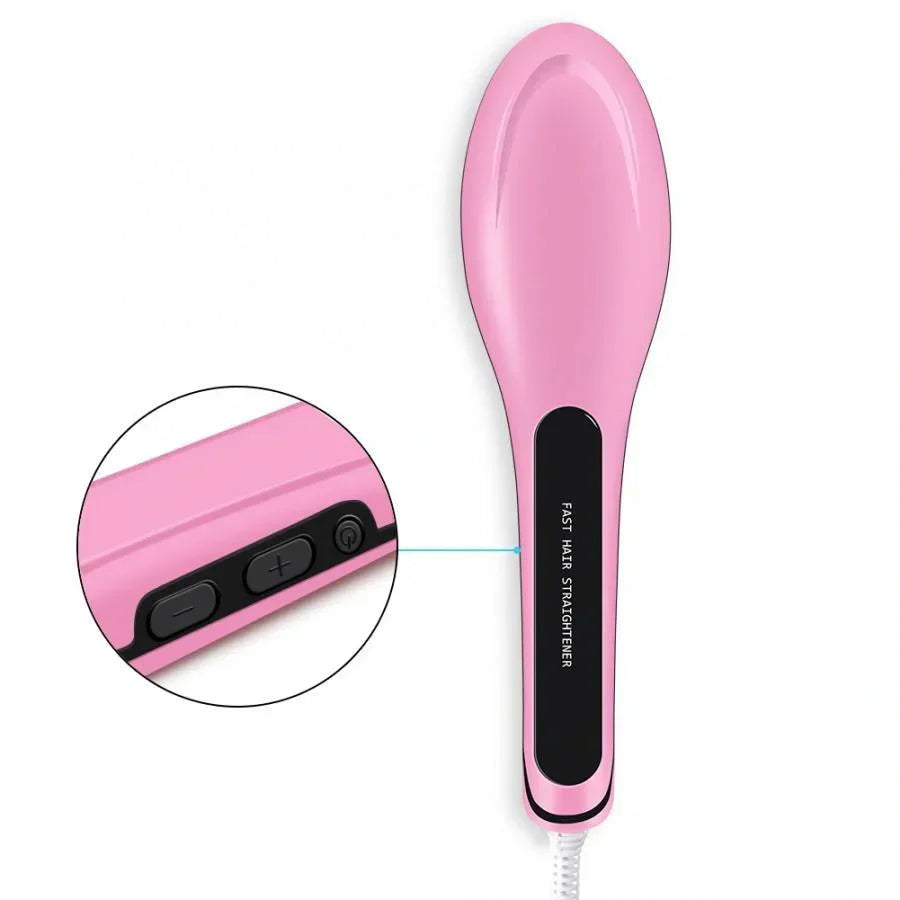 LCD Hair Straightening Brush | Fast Ceramic Heating Comb | Temperature Display - Chaudhary Brand Store 