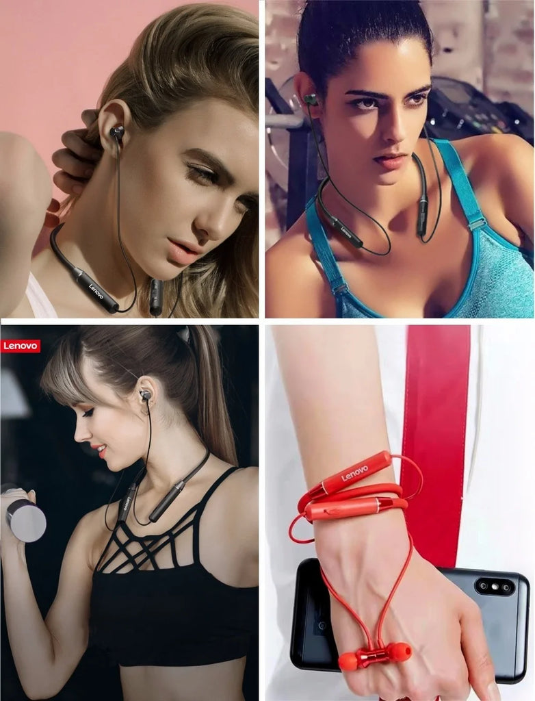 Lenovo HE05 Bluetooth 5.0 Neckband Wireless Headphones | Stereo Sound, IPX5 Waterproof