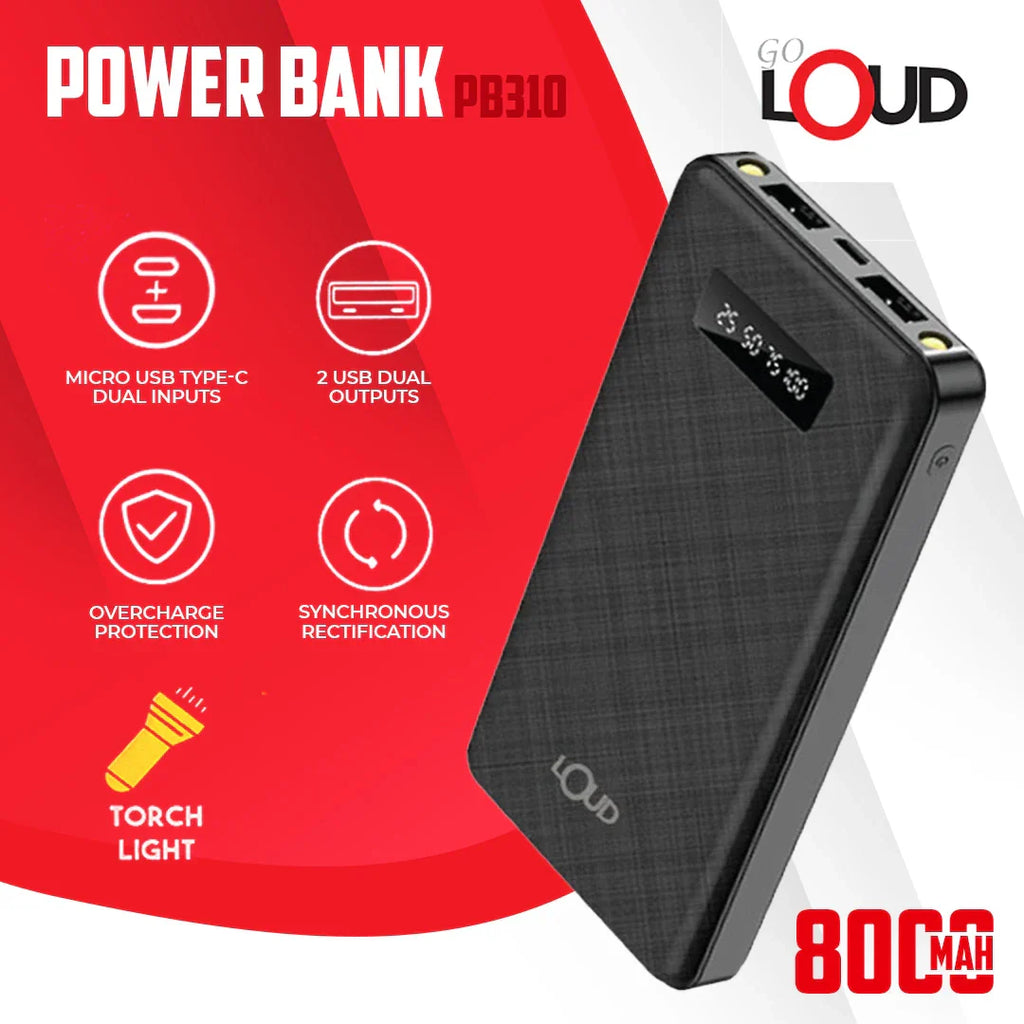 Loud PB310 Power Bank 8000mAh – Fast, Sleek & Smart Charging On-the-Go - Chaudhary Brand Store 