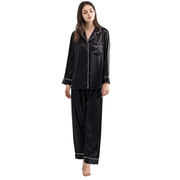 Luxurious Satin Silk Button Down Night Suit for Women Comfortable and Stylish Lounge Wear Sleepwear - Chaudhary Brand Store 