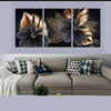 Luxury Floral Wall Art Set – 3 Wooden Frames (8x11”) with Elegant Black & Gold Botanical Design | Easy Wall Mounting with Double Tape