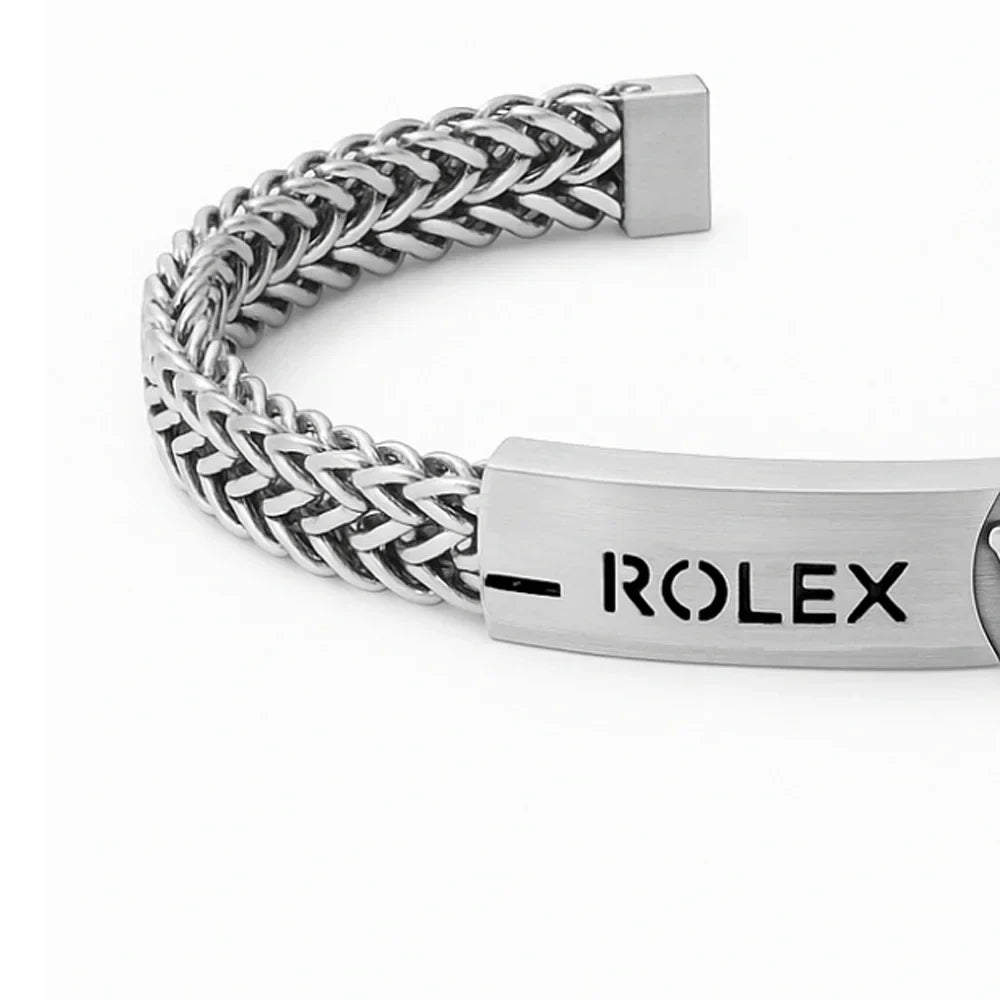 Luxury Stainless Steel Designer Bracelet – Woven Chain with Crown Emblem Chaudhary Brand Store