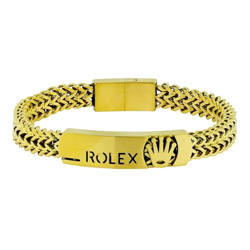 Luxury Stainless Steel Designer Bracelet – Woven Chain with Crown Emblem Chaudhary Brand Store