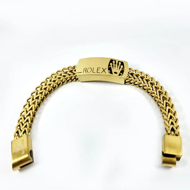 Luxury Stainless Steel Designer Bracelet – Woven Chain with Crown Emblem Chaudhary Brand Store