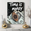 Luxury “Time is Money” Wooden Wall Frame – 8x11 Inch Sticky Tile Décor with Double Tape