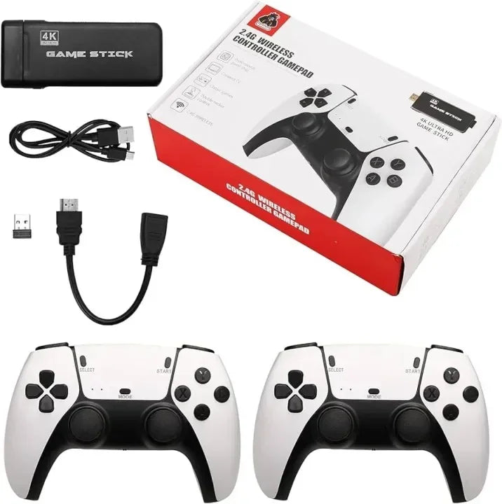M8 PRO Game Stick 4K | Retro Video Game Console with 2.4G Double Wireless Controllers