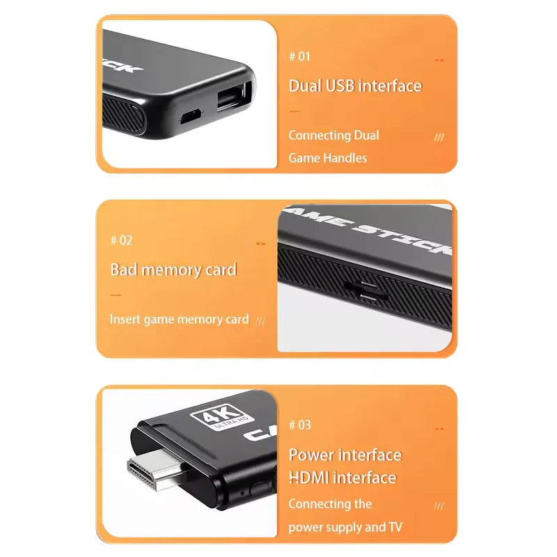 M8 PRO Game Stick 4K | Retro Video Game Console with 2.4G Double Wireless Controllers