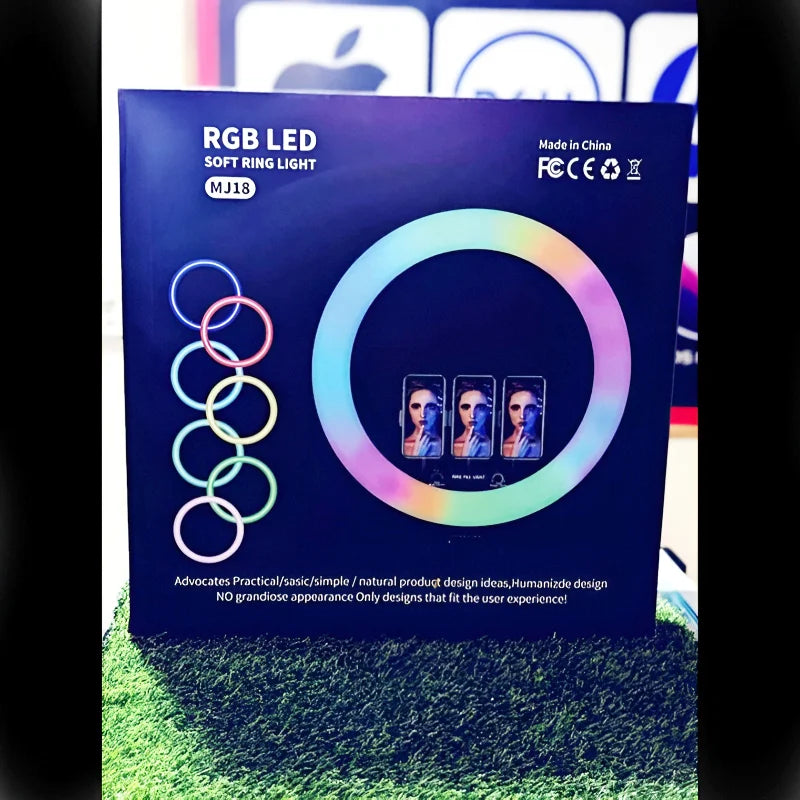 MJ18 45CM RGB LED Ring Light – 3 Phone Holders with Remote Control Chaudhary Brand Store