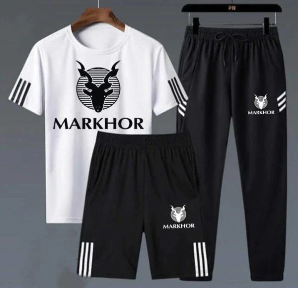 Markhor Printed 3-Piece Summer Tracksuit for Men - Chaudhary Brand Store 