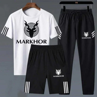Markhor Printed 3-Piece Summer Tracksuit for Men - Chaudhary Brand Store 