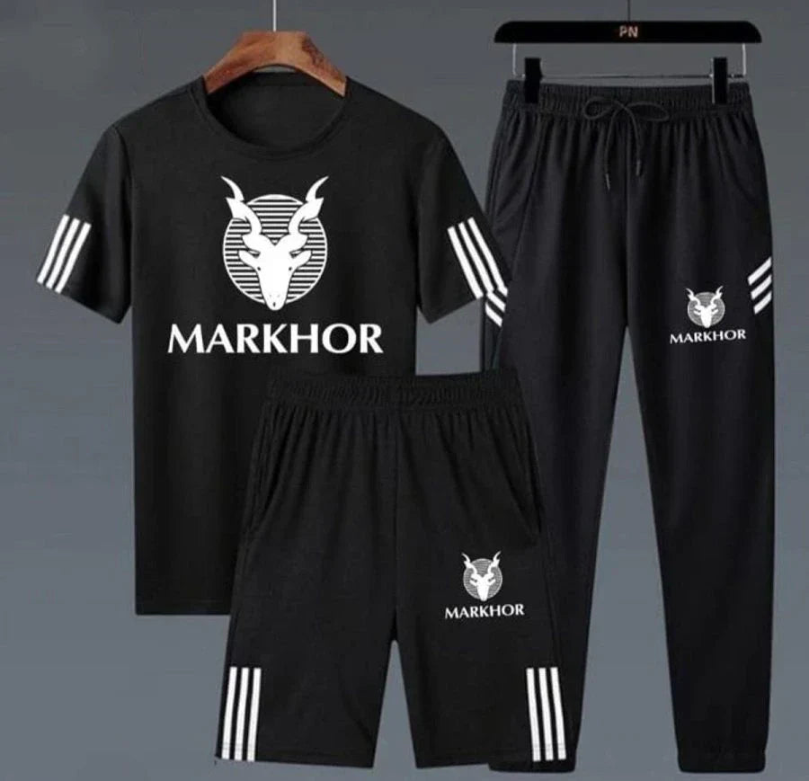 Markhor Printed 3-Piece Summer Tracksuit for Men - Chaudhary Brand Store 