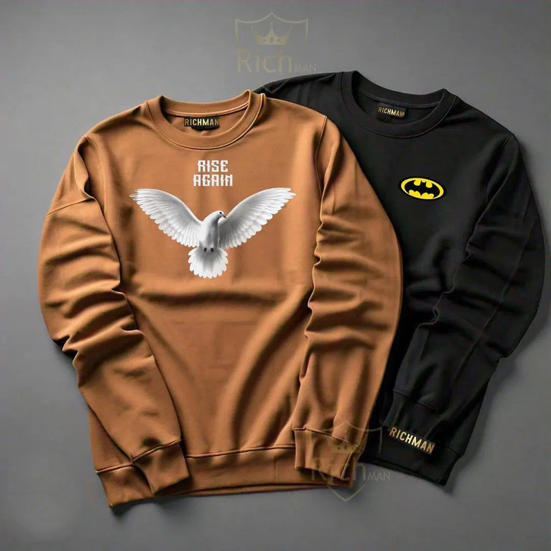 Men's Fleece Printed Sweatshirt, Pack Of 2 - Chaudhary Brand Store 