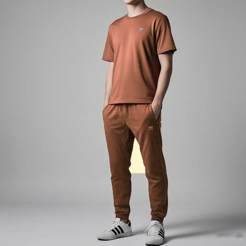 Men's Micro Interlock Track Suit 2 Pcs  with Round Neck T-Shirt and Trouser - Chaudhary Brand Store 