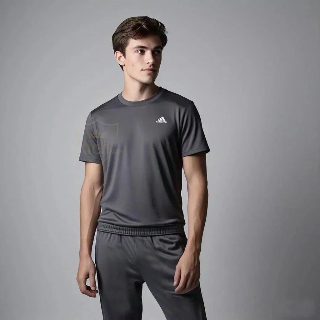 Men's Micro Interlock Track Suit 2 Pcs with Round Neck T-Shirt and Trouser - Chaudhary Brand Store 