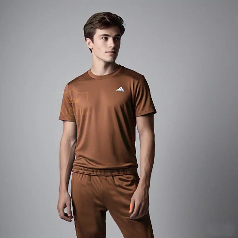 Men's Micro Interlock Track Suit 2 Pcs  with Round Neck T-Shirt and Trouser - Chaudhary Brand Store 
