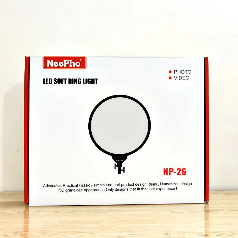 NP-26 NeePho 26CM LED Ring Light – 360° Rotating Pan Tilt with 3 Color Modes Chaudhary Brand Store