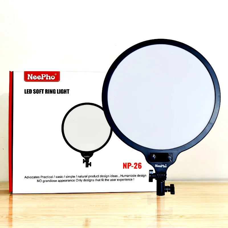 NP-26 NeePho 26CM LED Ring Light – 360° Rotating Pan Tilt with 3 Color Modes