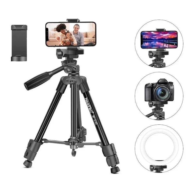 NeePho NP-3180 Tripod Stand – Lightweight, 360° Fluid Head Tripod for Cameras & Phones - Chaudhary Brand Store 