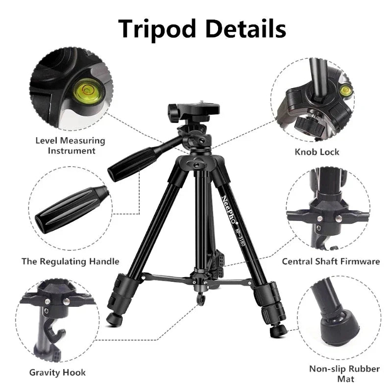 NeePho NP-3180 Tripod Stand – Lightweight, 360° Fluid Head Tripod for Cameras & Phones - Chaudhary Brand Store 