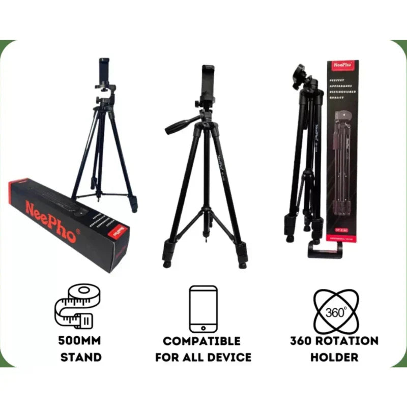 NeePho NP-3180 Tripod Stand – Lightweight, 360° Fluid Head Tripod for Cameras & Phones - Chaudhary Brand Store 