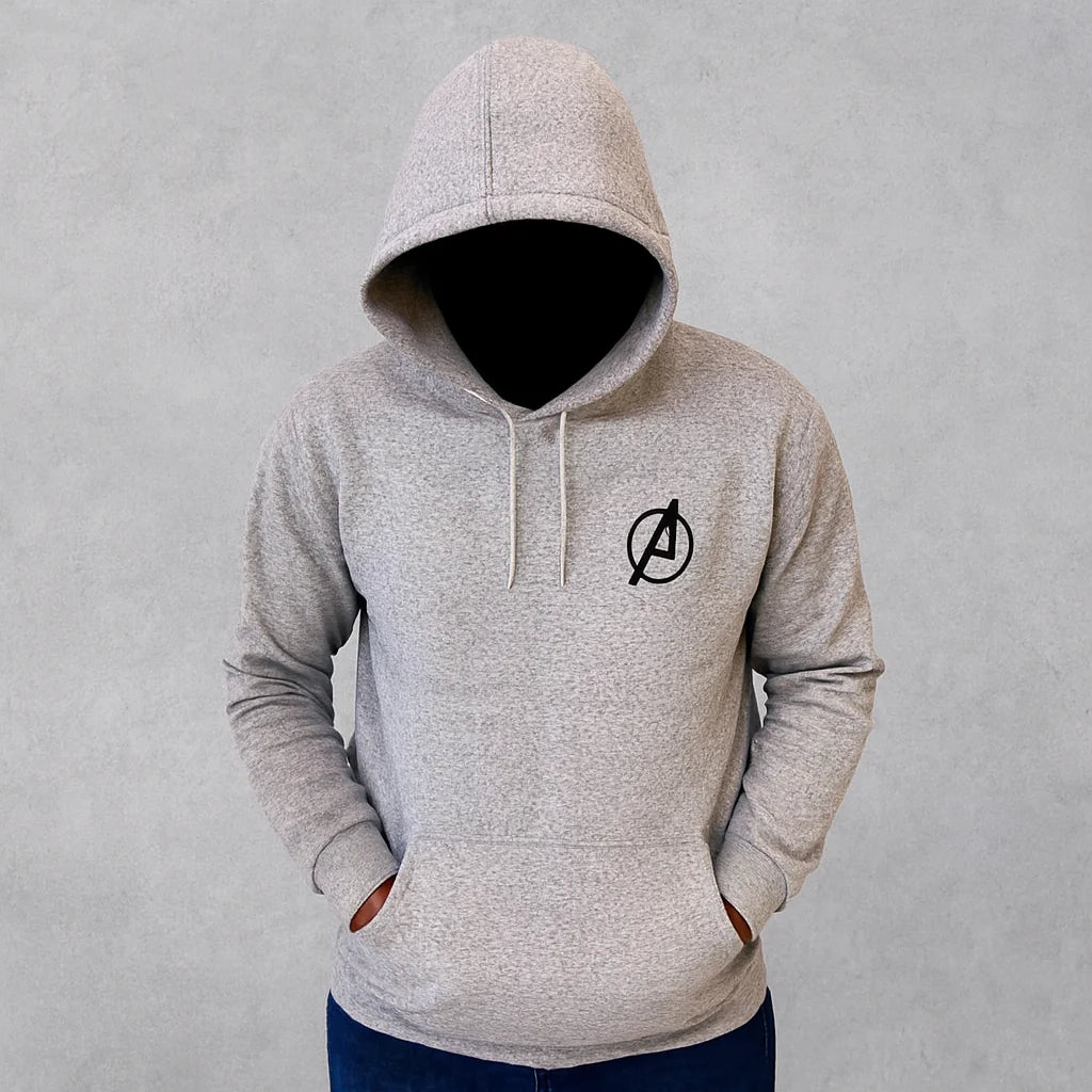 Avenger Printed Grey Hoodie – New Summer Collection for Men & Boys | Stylish, Comfortable & Superhero Casual Wear (XL)