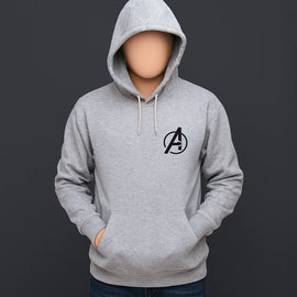 Avenger Printed Grey Hoodie – New Summer Collection for Men & Boys | Stylish, Comfortable & Superhero Casual Wear (XL)