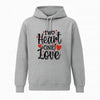 New Summer Collection Full Grey Hoodie – “Two Heart One Love” Printed Hoodie for Girls & Boys (Extra Large)